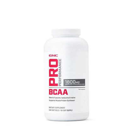 GNC Pro Performance BCAA 1.8g, 3rd Party Tested Supplement for Men & Women, Branched Chain Amino Acids, Essential Amino Acids Supports Muscle Protein Synthesis, 240 Softgels, 40 SVG - dailyvitalstore
