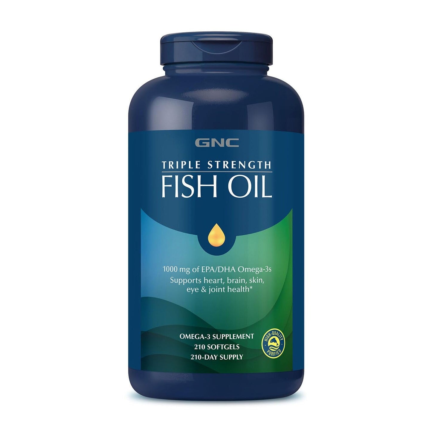 GNC Triple Strength Fish Oil Omega 3 Supplement, 1000mg EPA and DHA, Supports Heart, , Skin, Eye and Joint Health, 210 Softgels - dailyvitalstore
