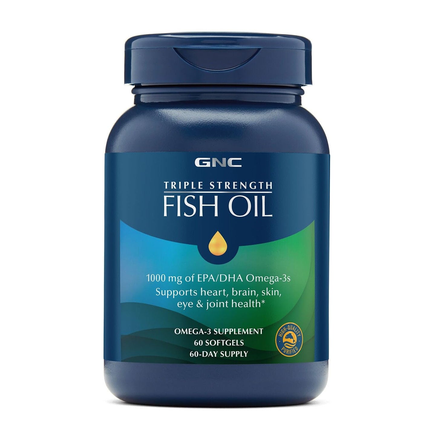 GNC Triple Strength Fish Oil Omega 3 Supplement, 1000mg EPA and DHA, Supports Heart , Skin, Eye and Joint Health, 60 Softgels - dailyvitalstore