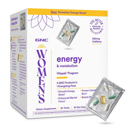 GNC Women's Energy and Metabolism Vitapak Program - Multivitamin Pack for Women - Female Energy Complex with a Clinically-Backed Thermogenic & L-Theanine - High-Potency - 1 Month Supply - dailyvitalstore