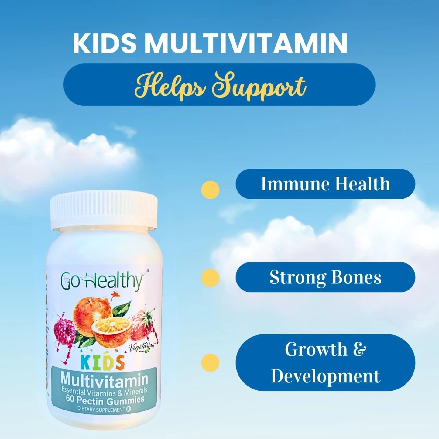 Go Healthy Kids Multivitamin Gummies, Immune Support, Kids Vitamin Gummies, Kosher Kid Vitamin, Halal - dailyvitalstore