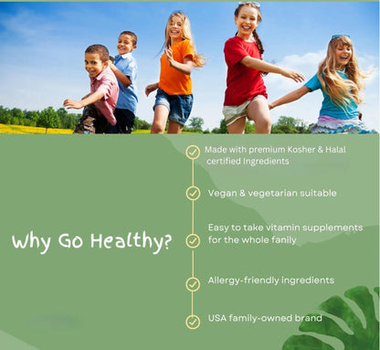 Go Healthy Kids Multivitamin Gummies, Immune Support, Kids Vitamin Gummies, Kosher Kid Vitamin, Halal - dailyvitalstore