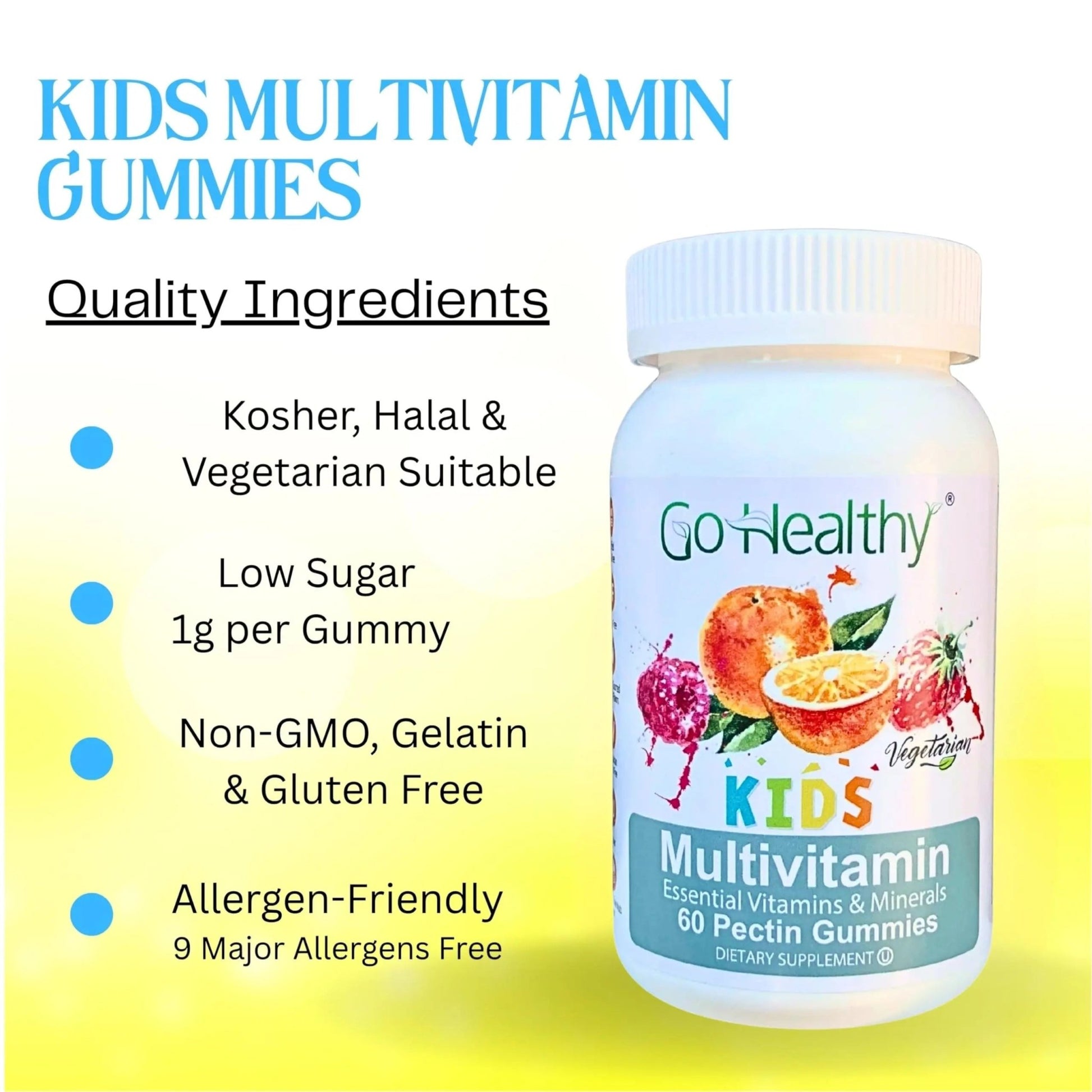 Go Healthy Kids Multivitamin Gummies, Immune Support, Kids Vitamin Gummies, Kosher Kid Vitamin, Halal - dailyvitalstore