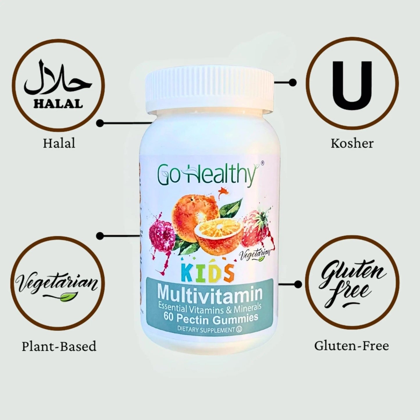 Go Healthy Kids Multivitamin Gummies, Immune Support, Kids Vitamin Gummies, Kosher Kid Vitamin, Halal - dailyvitalstore
