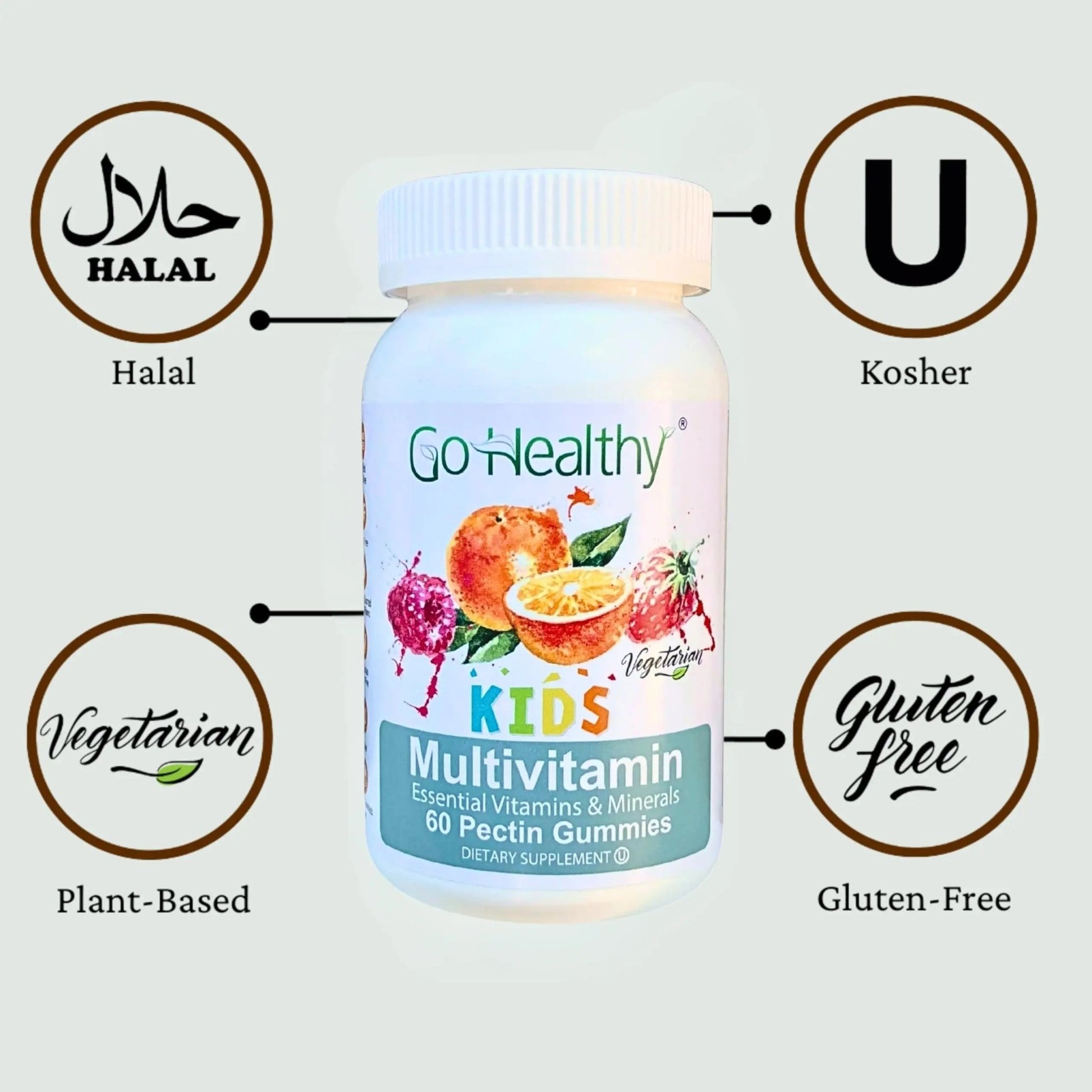 Go Healthy Kids Multivitamin Gummies, Immune Support, Kids Vitamin Gummies, Kosher Kid Vitamin, Halal - dailyvitalstore