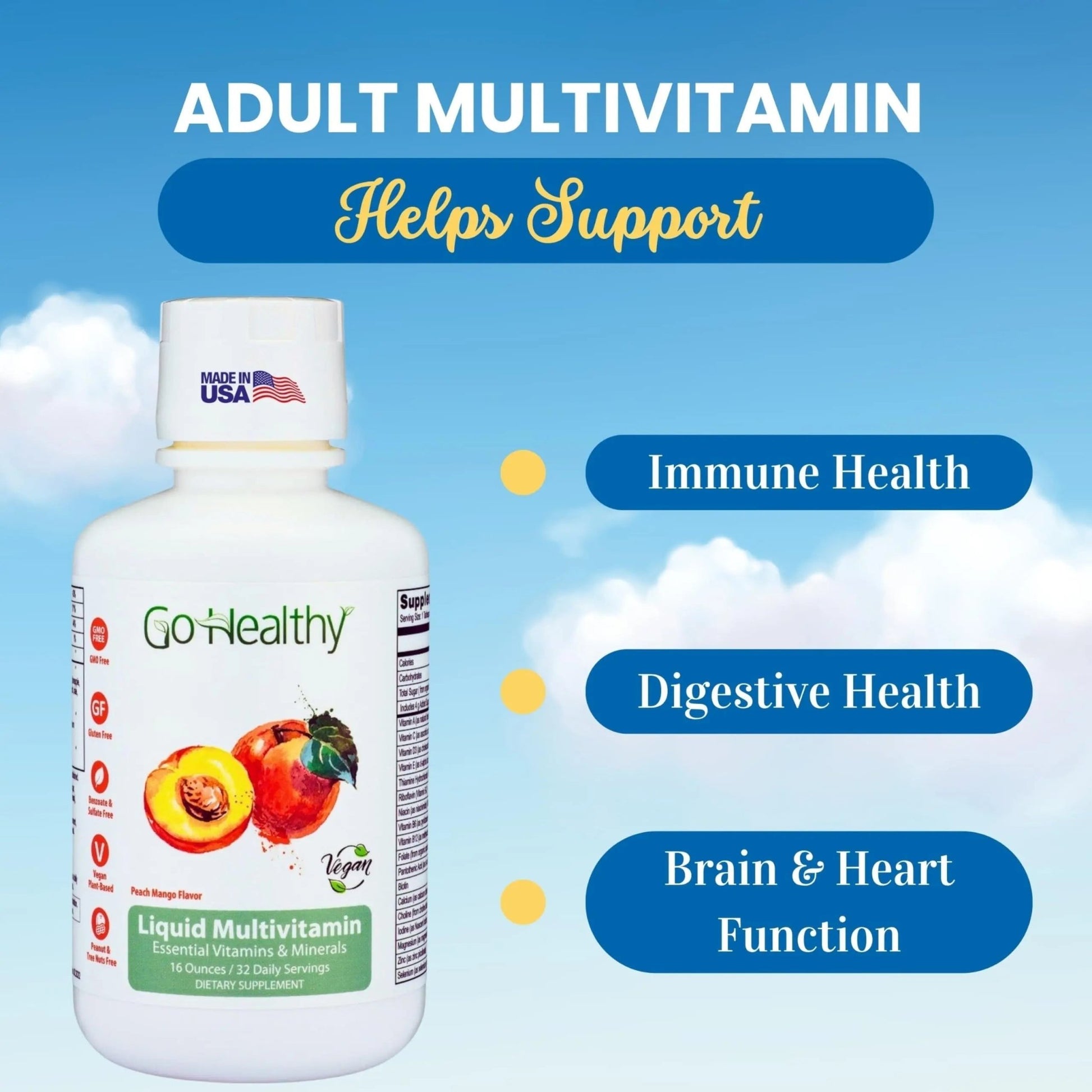Go Healthy Liquid Vitamins for Women, Men, Teens | Vegan Vitamin & Mineral | High Absorption | Premium Liquid Multivitamin | - dailyvitalstore