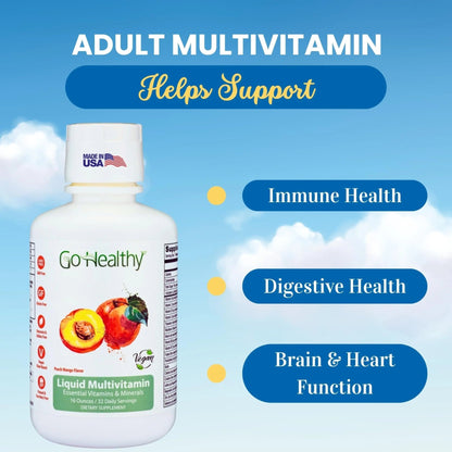 Go Healthy Liquid Vitamins for Women, Men, Teens | Vegan Vitamin & Mineral | High Absorption | Premium Liquid Multivitamin | - dailyvitalstore