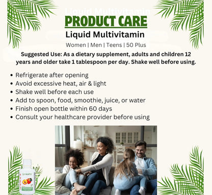 Go Healthy Liquid Vitamins for Women, Men, Teens | Vegan Vitamin & Mineral | High Absorption | Premium Liquid Multivitamin | - dailyvitalstore