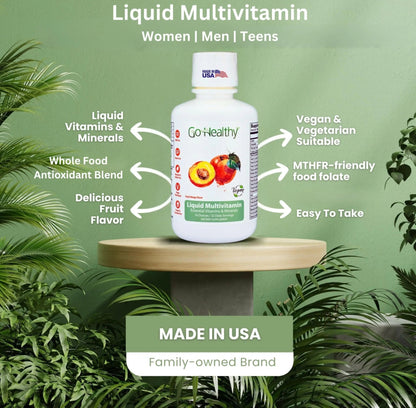Go Healthy Liquid Vitamins for Women, Men, Teens | Vegan Vitamin & Mineral | High Absorption | Premium Liquid Multivitamin | - dailyvitalstore