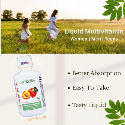 Go Healthy Liquid Vitamins for Women, Men, Teens | Vegan Vitamin & Mineral | High Absorption | Premium Liquid Multivitamin | - dailyvitalstore