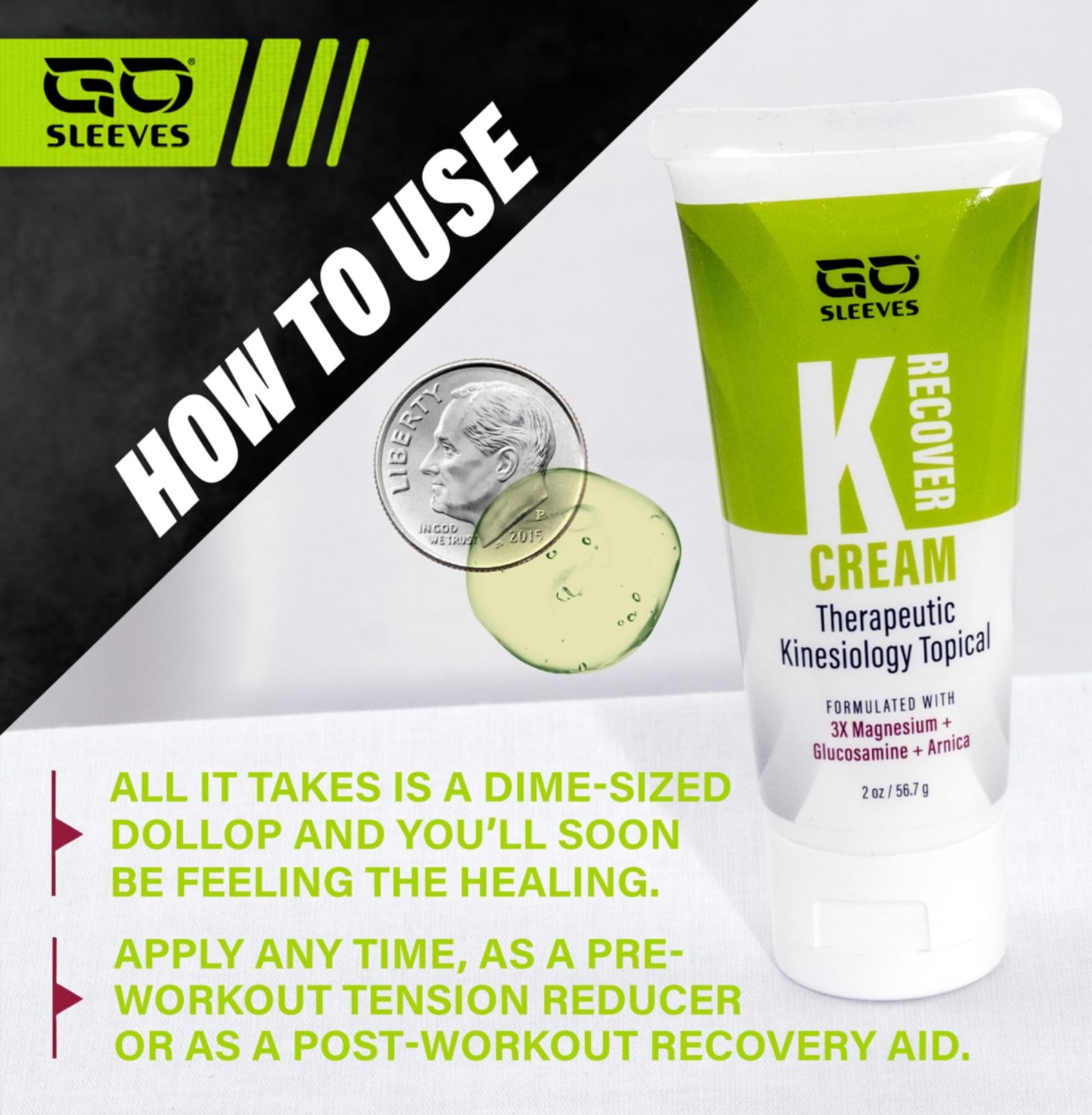 Go Sleeves Sports Recovery Cream - Concentrated Muscle and Joint Recovery Lotion – Magnesium Chloride Cream with Arnica for Muscle Pain and Stiffness from Running, Exercise, Backache – 2 Ounces - dailyvitalstore