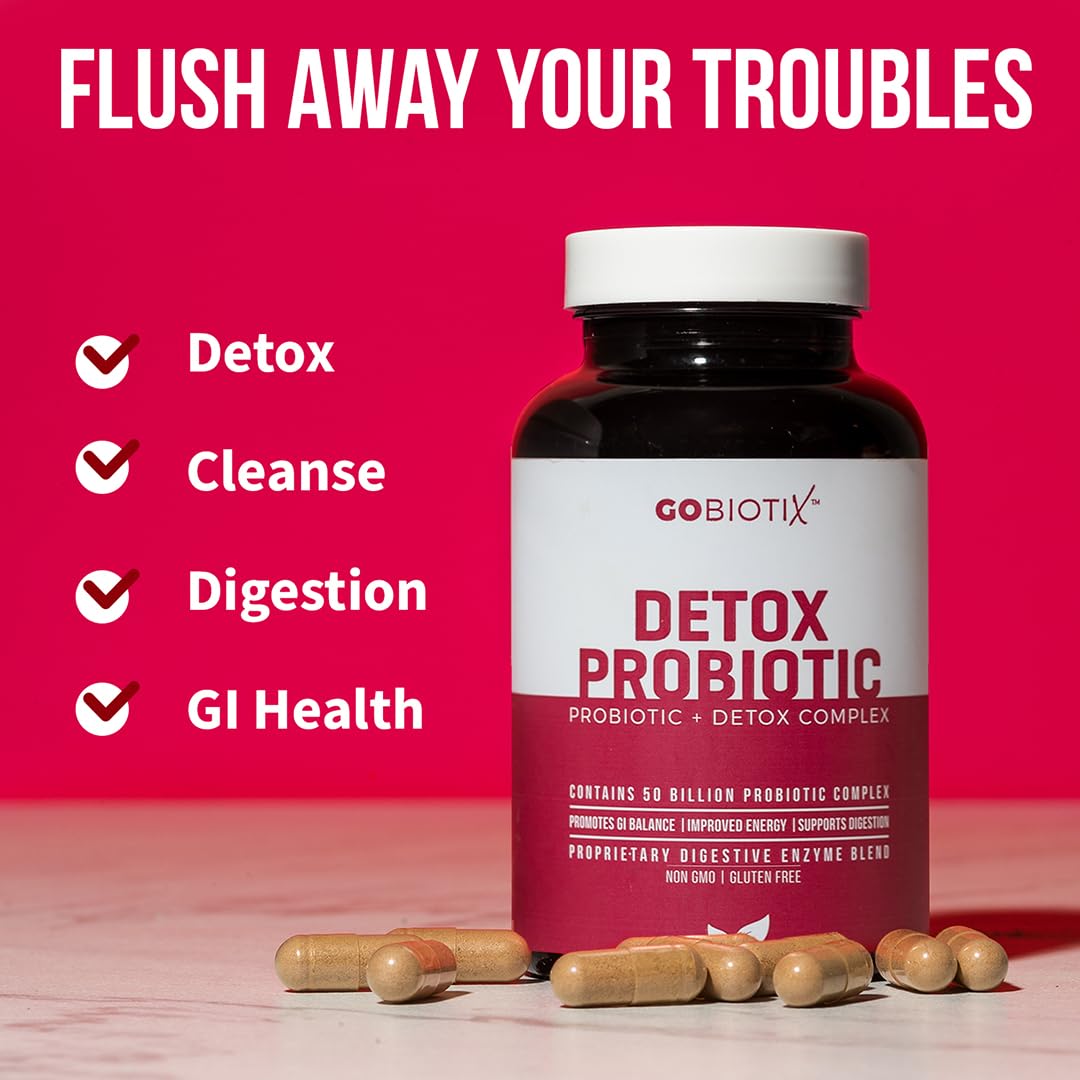 GOBIOTIX Detox Probiotic Supplement for Digestive Health - Milk Thistle, Turmeric, and Dandelion Root, Enzymes for Gut Health - dailyvitalstore