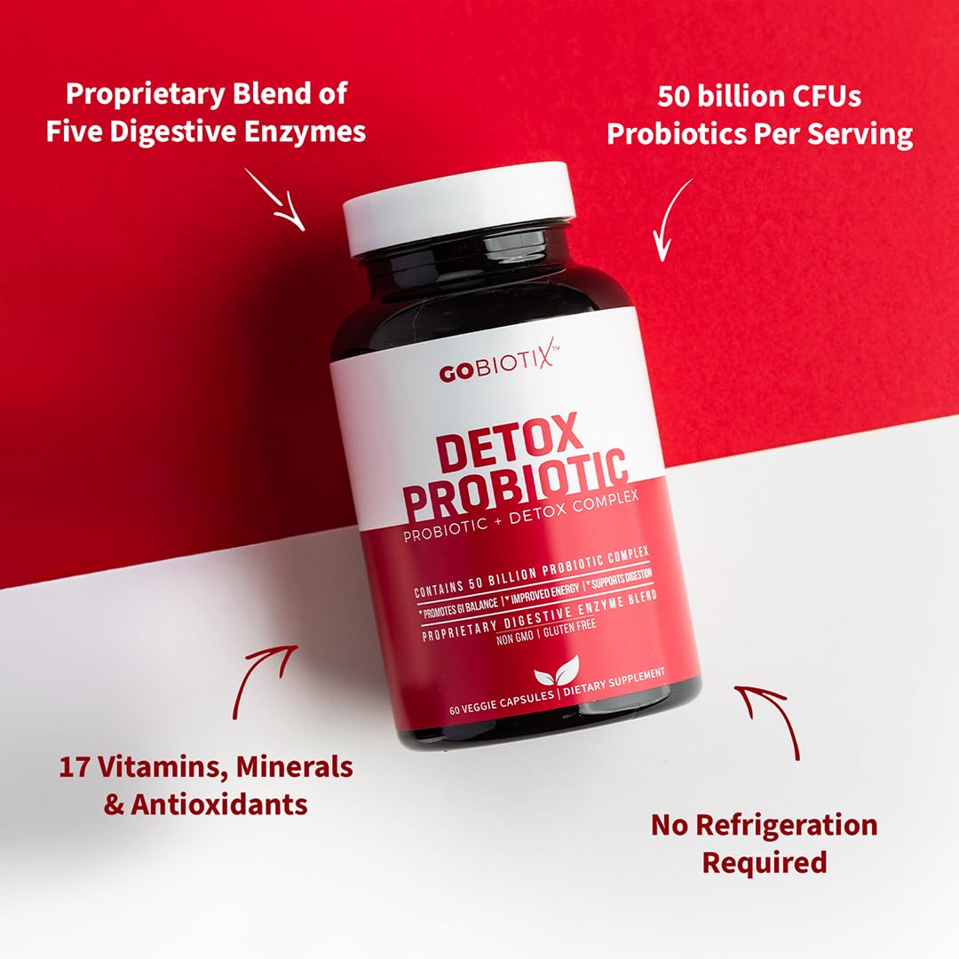 GOBIOTIX Detox Probiotic Supplement for Digestive Health - Milk Thistle, Turmeric, and Dandelion Root, Enzymes for Gut Health - dailyvitalstore