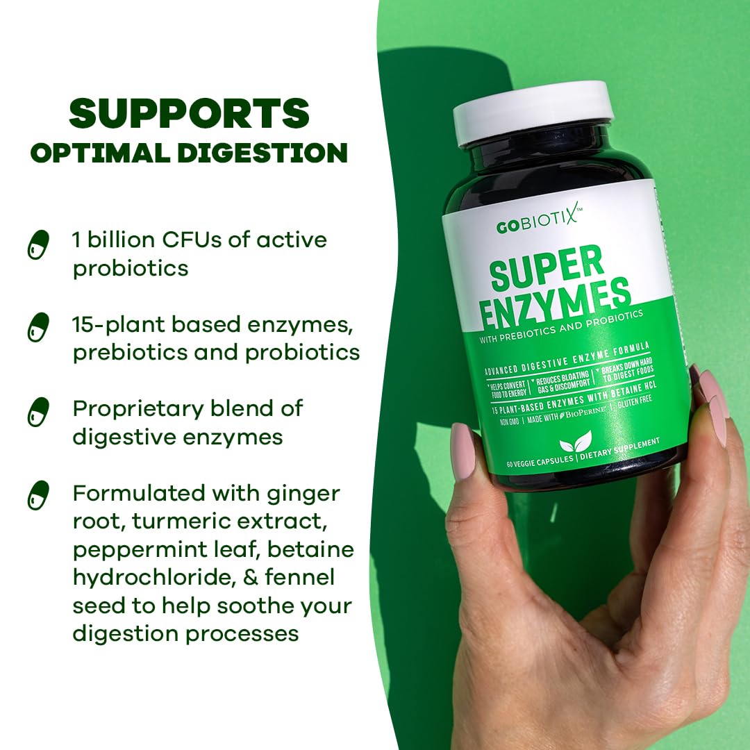 GOBIOTIX Digestive Enzymes Supplement with Prebiotics and Probiotics for Women and Men - Gut Health, Gluten Digestion, Lactose Absorption - dailyvitalstore