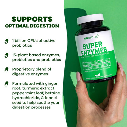 GOBIOTIX Digestive Enzymes Supplement with Prebiotics and Probiotics for Women and Men - Gut Health, Gluten Digestion, Lactose Absorption - dailyvitalstore