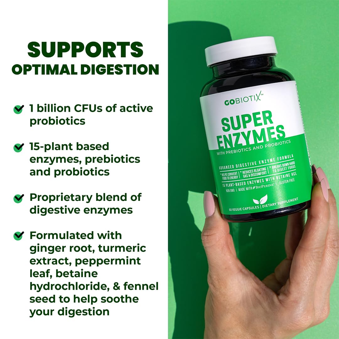 GoBiotix Digestive Enzymes Supplement with Prebiotics and Probiotics for Women and Men - Gut Health, Gluten Digestion, Lactose Absorption - dailyvitalstore