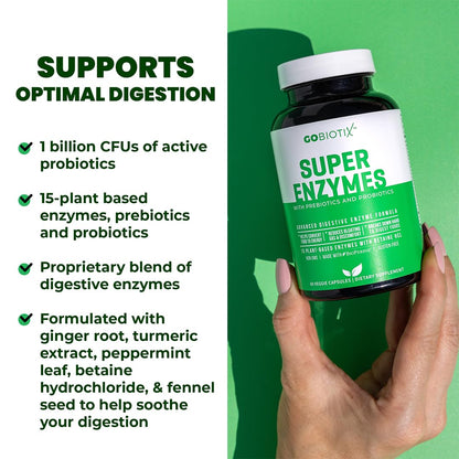 GoBiotix Digestive Enzymes Supplement with Prebiotics and Probiotics for Women and Men - Gut Health, Gluten Digestion, Lactose Absorption - dailyvitalstore