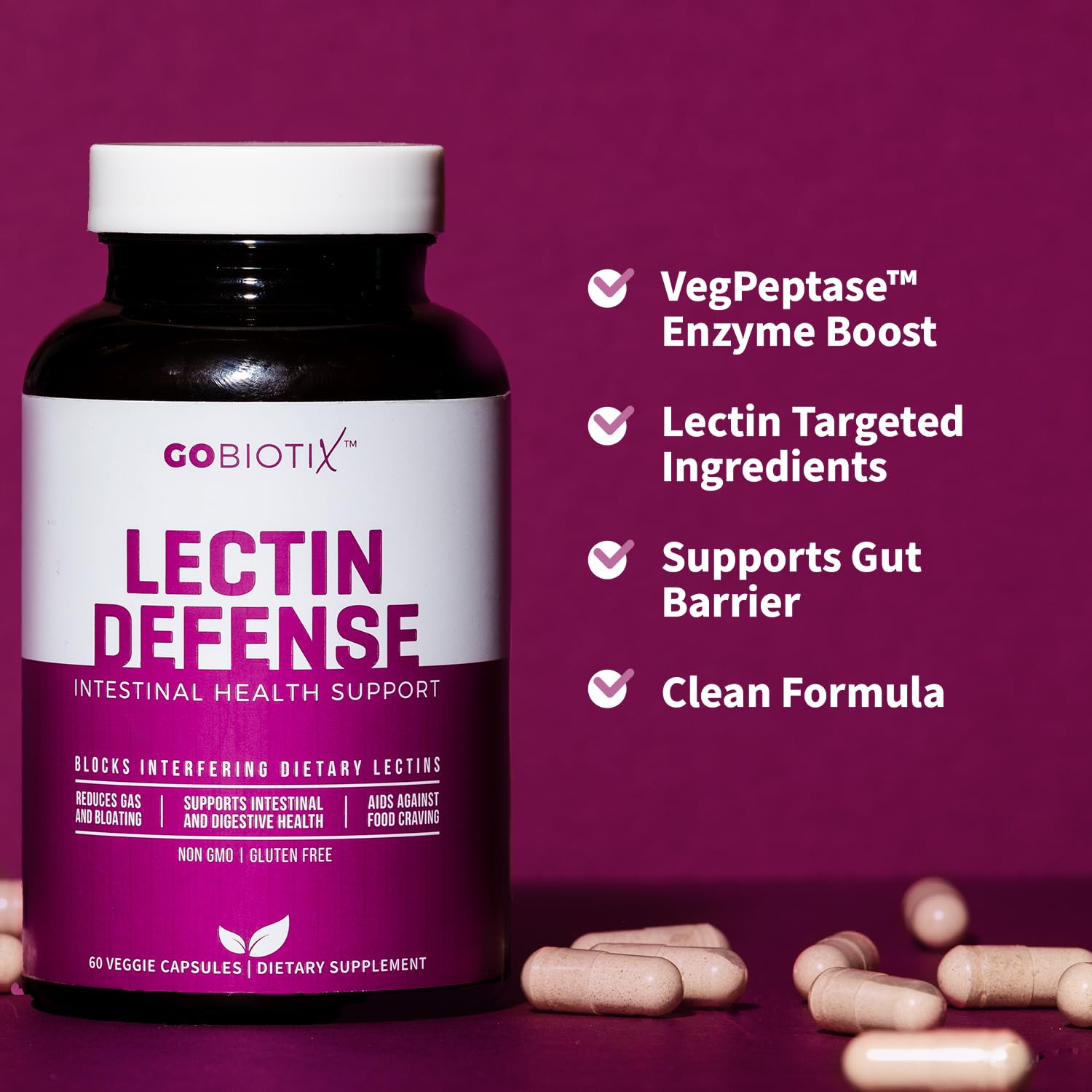 GOBIOTIX Lectin Defense - Lectin Blocker Supplement for Leaky Gut with MSM and Digestive Enzymes - Aids in Intestinal Health for Women and Men - Non-GMO - dailyvitalstore