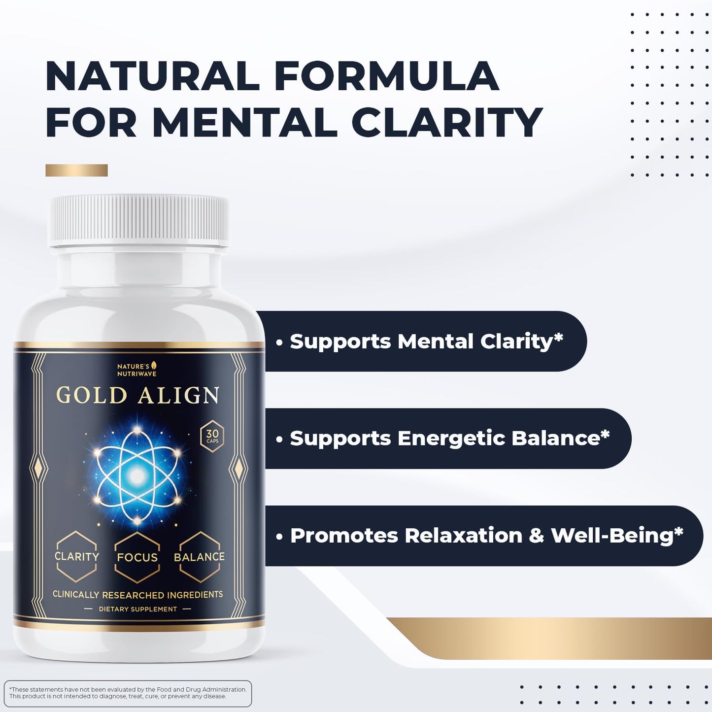 Gold Align - Holy Basil Capsules with Sage, Goldenseal, Monoatomic Gold - Herbal Supplement for Overall Health,100% Natural - Made in USA, Non-GMO, GMP-Certified - 30 Capsules, 1 Month Supply - dailyvitalstore