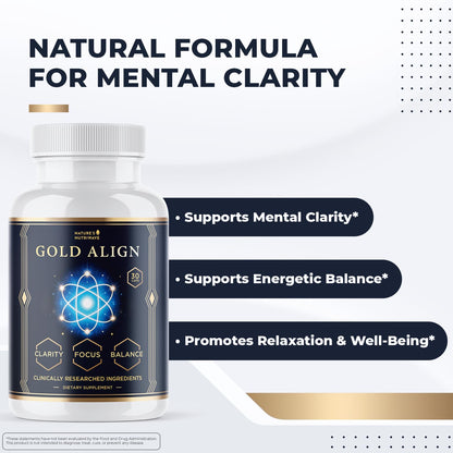 Gold Align - Holy Basil Capsules with Sage, Goldenseal, Monoatomic Gold - Herbal Supplement for Overall Health,100% Natural - Made in USA, Non-GMO, GMP-Certified - 30 Capsules, 1 Month Supply - dailyvitalstore