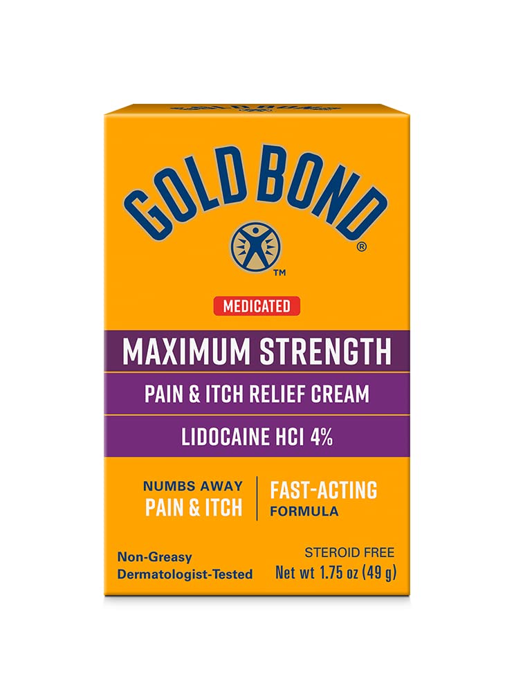 Gold Bond Medicated Maximum Strength Pain & Itch Relief Cream, Intense Itch Relief, 1.75 oz., with Lidocaine - dailyvitalstore