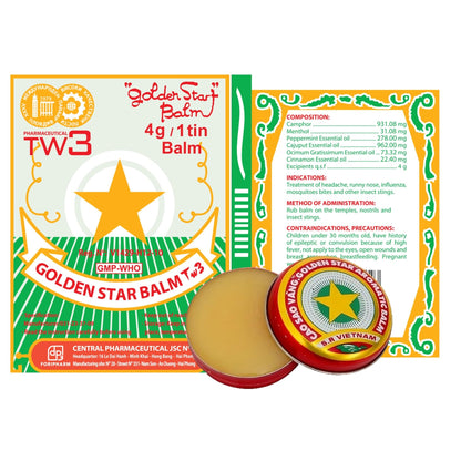 Golden Star Aromatic Balm (Pack of 8) - Authentic Vietnamese Cao Sao Vang - Support Fast Relief for Headaches, Muscle Pain, Colds, & Insect Bites - Natural Essential Oils - Travel Size 4g Tins - dailyvitalstore