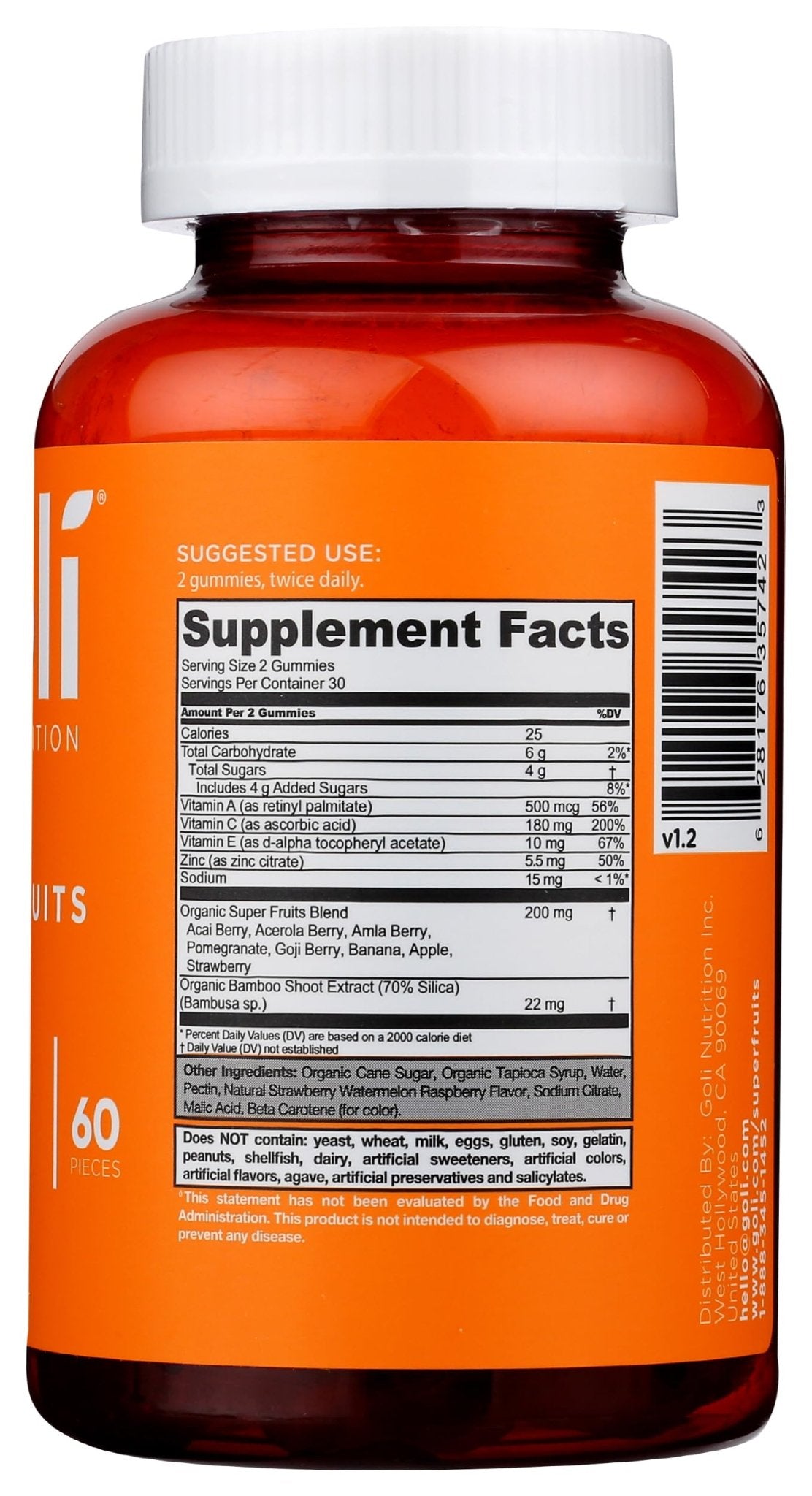 Goli Nutrition, Gummies Superfruits Mixed Fruit, 60 Count - dailyvitalstore