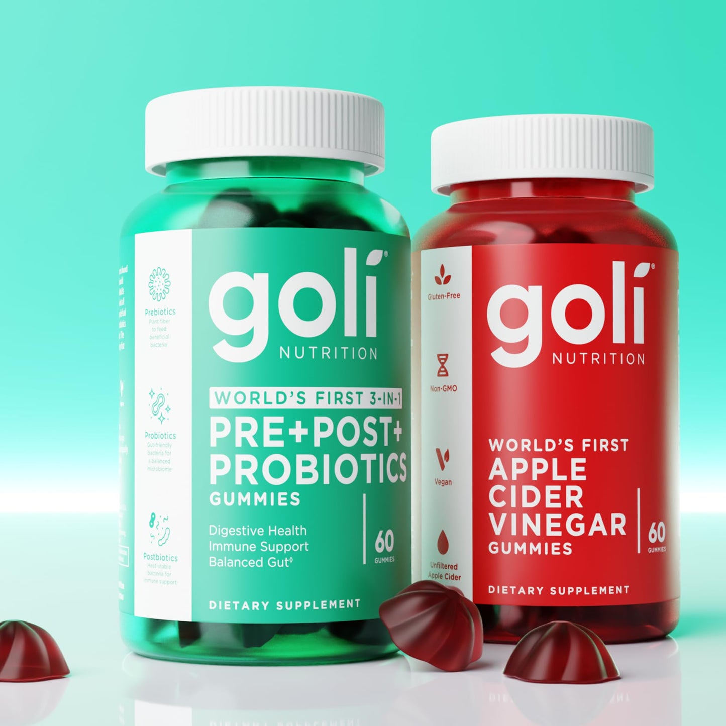 Goli Pre Pro Postbiotic Gummies - Worlds First 3-in-1 Formula with DE111 Probiotics, XOS Prebiotics, MCC1849 Postbiotics - Vegan, Non-GMO, - dailyvitalstore