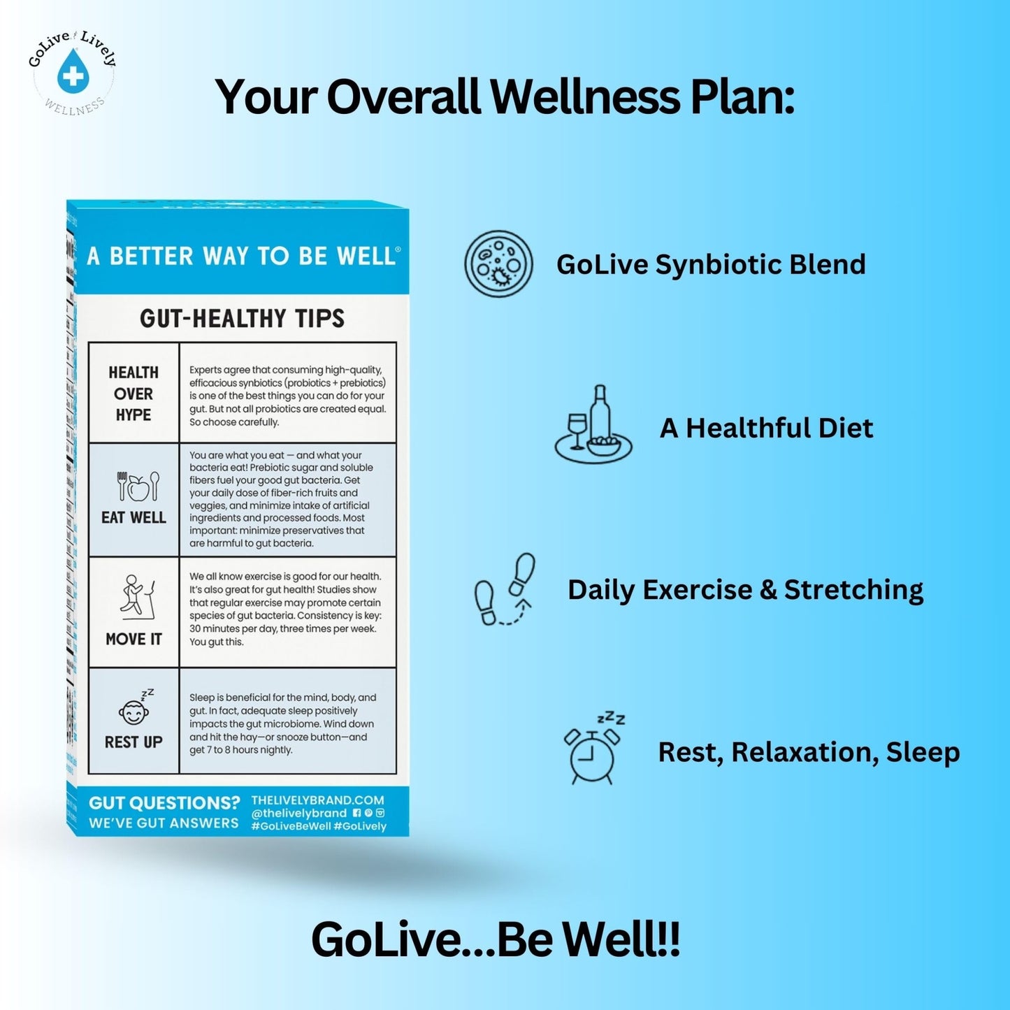 GoLive Prebiotic & Probiotic for Women, Men, Kids. Flavor-Free, Sugar-Free, Synbiotic Powder w/ GOS, L-Glutamine, Vitamin D3, Electrolytes. For Gut Health, Digestion, Metabolism, Immunity 15-50B CFUs. - dailyvitalstore
