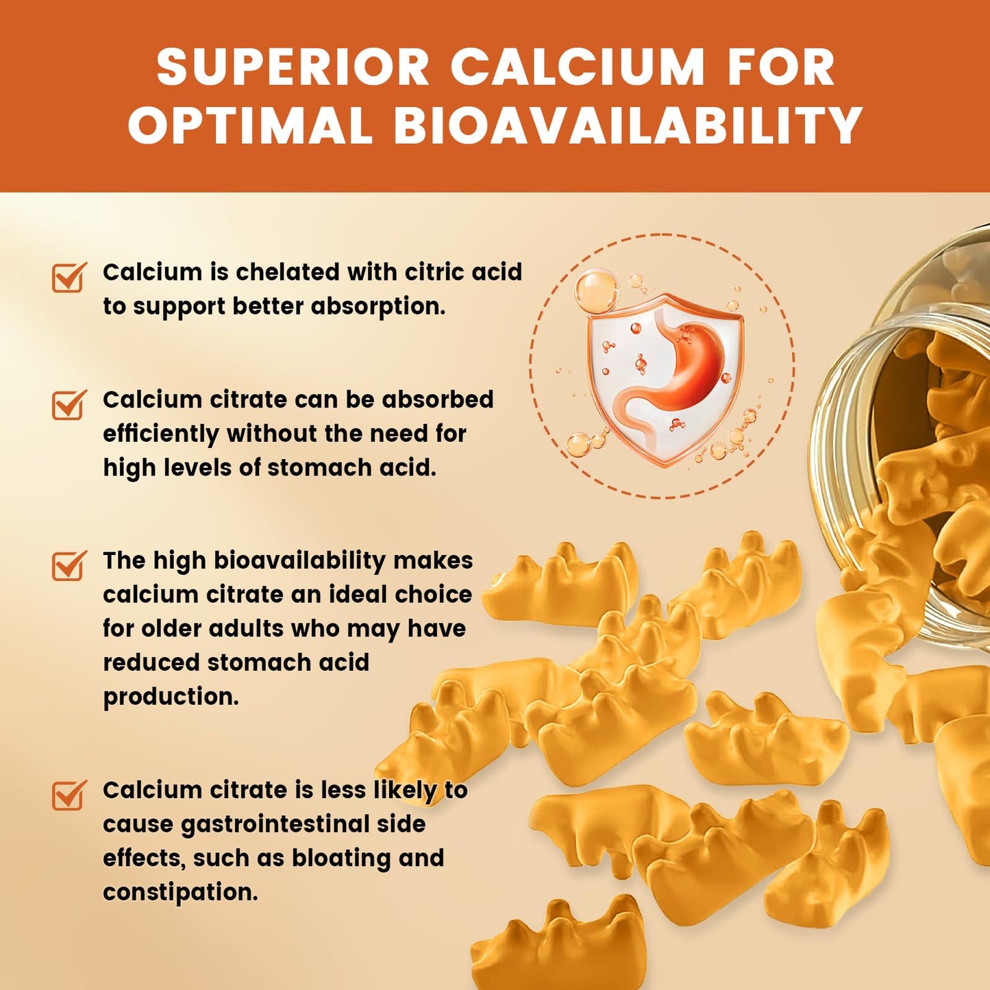 GONGOTA Calcium Citrate 1200mg with Vitamin D3 Gummies, Chewable Calcium for Bone, Muscle, Joints, Immune Support, Calcium Supplements for Women & Men,Sugar Free, Pineapple Flavor - 120 Gummies - dailyvitalstore