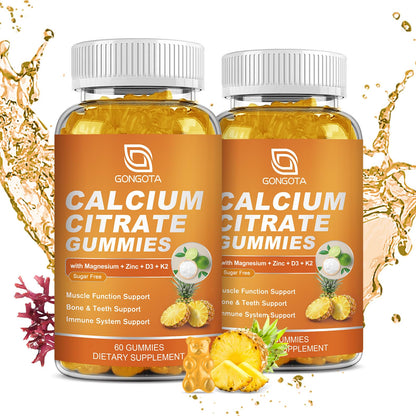 GONGOTA Calcium Citrate 1200mg with Vitamin D3 Gummies, Chewable Calcium for Bone, Muscle, Joints, Immune Support, Calcium Supplements for Women & Men,Sugar Free, Pineapple Flavor - 120 Gummies - dailyvitalstore
