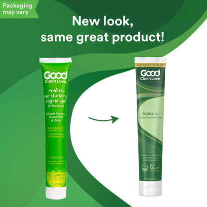 Good Clean Love Restore Moisturizing Vaginal Gel, pH-Balanced Vaginal Moisturizer, Water-Based Feminine Care with Aloe Vera & Lactic Acid, Reduces Dryness, Discomfort & Odor for Women, 2 Oz (2-Pack) - dailyvitalstore