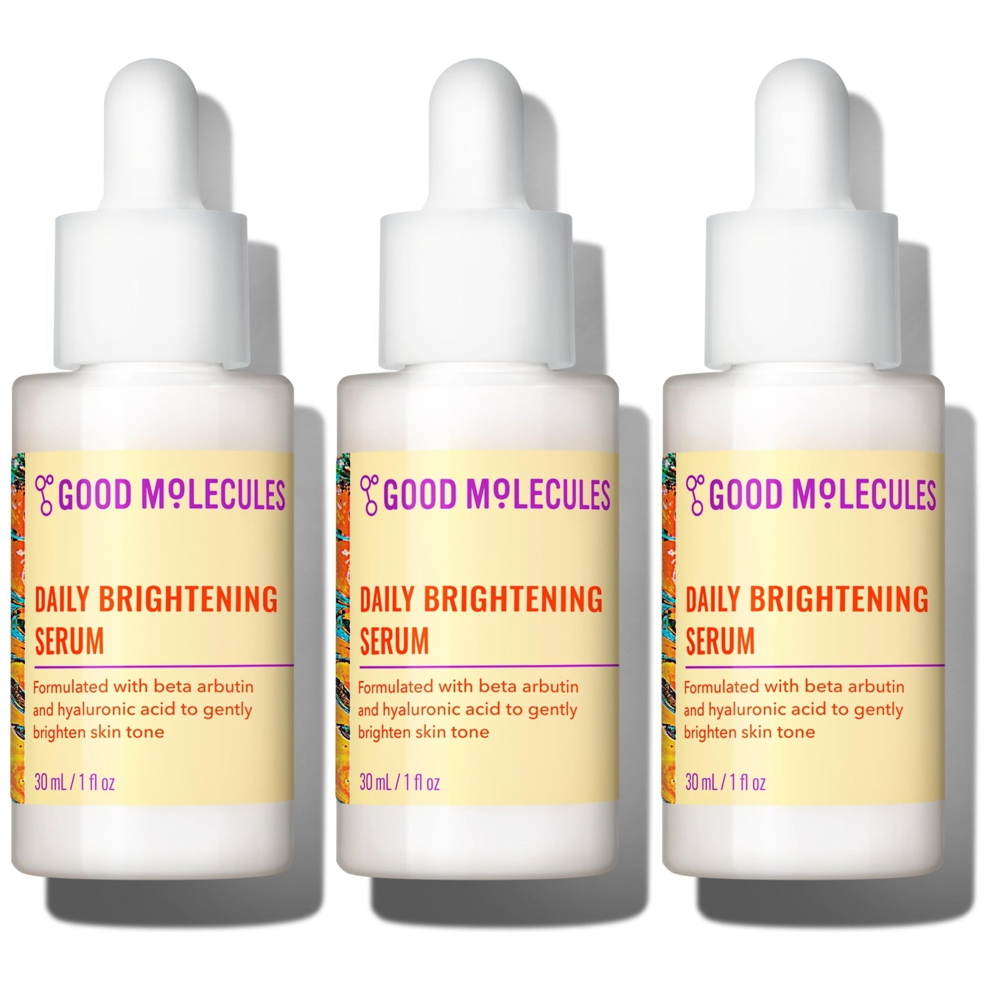 Good Molecules Daily Brightening Serum Pack 3 – 1 fl oz / 30 ml Each | Lightweight Brightening Serum with Beta Arbutin 3% & Hyaluronic Acid for Even-Looking Skin - dailyvitalstore