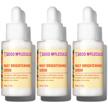 Good Molecules Daily Brightening Serum Pack 3 – 1 fl oz / 30 ml Each | Lightweight Brightening Serum with Beta Arbutin 3% & Hyaluronic Acid for Even-Looking Skin - dailyvitalstore