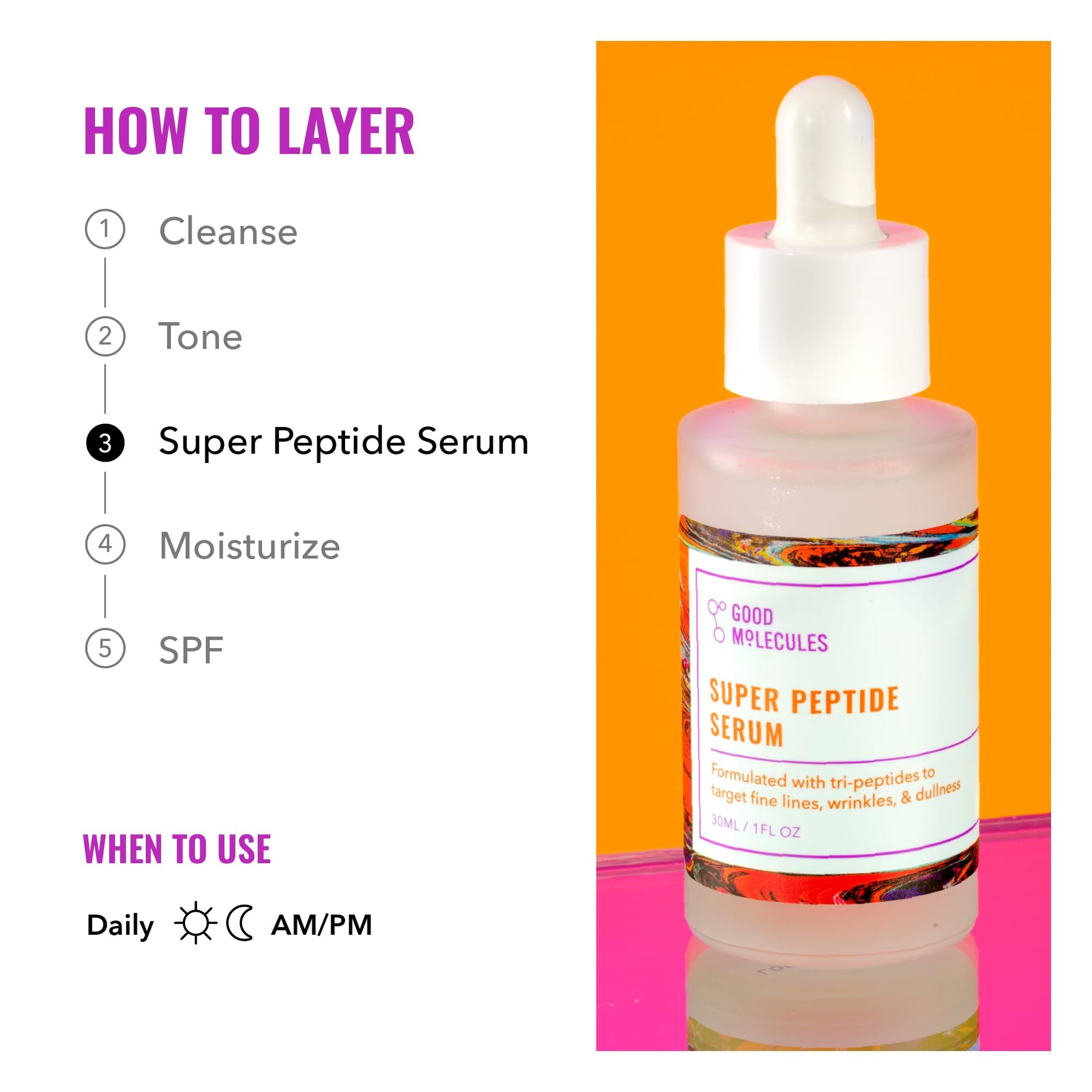 Good Molecules Super Peptide Serum - Anti-aging Facial Serum with Peptides and Copper Tripeptides to Plump and Firm - dailyvitalstore