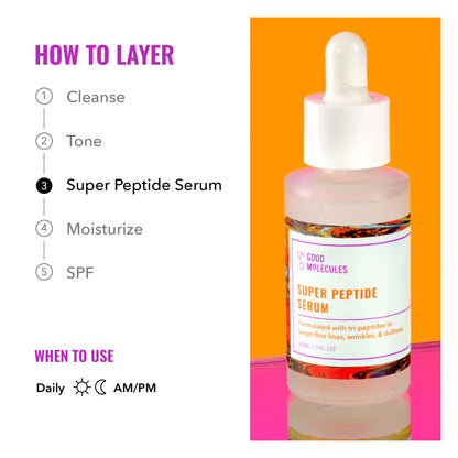 Good Molecules Super Peptide Serum - Anti-aging Facial Serum with Peptides and Copper Tripeptides to Plump and Firm - dailyvitalstore