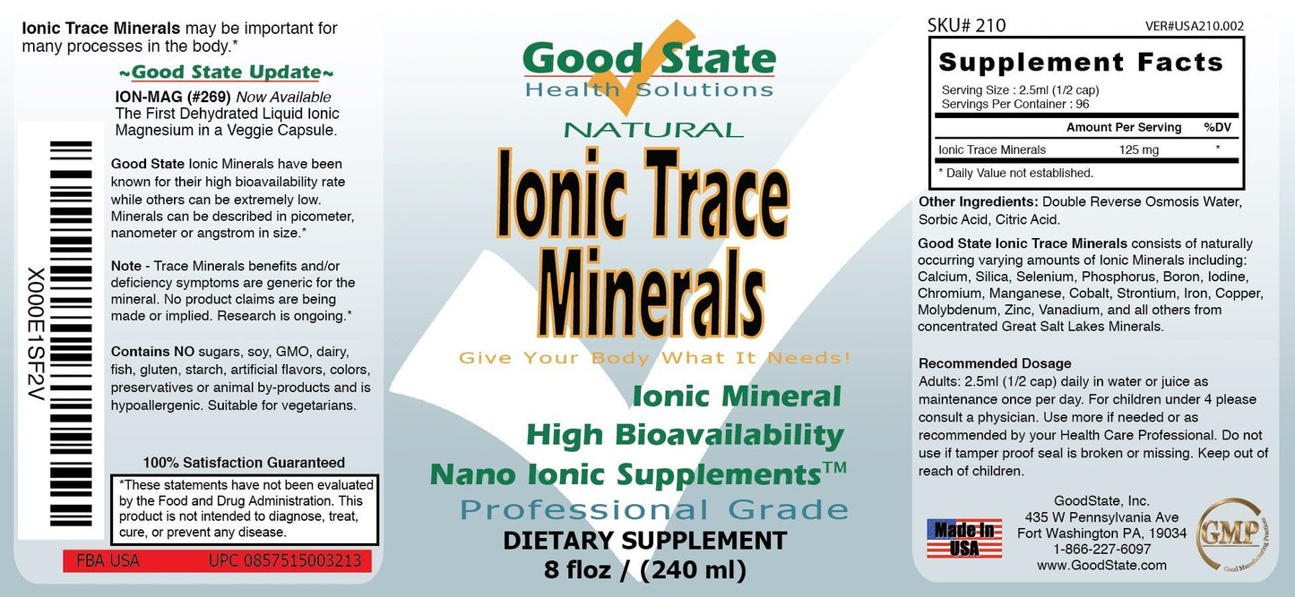 Good State Liquid Ionic Trace Minerals (96 servings at 125 mg - 8 fl oz) - dailyvitalstore
