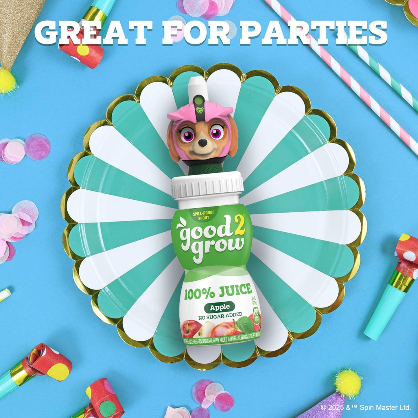 good2grow Apple Juice - 100% Juice Drinks for Kids, Fruit Juice No Sugar Added, 6 Fl Oz Juice Bottles with Spill-Proof PAW Patrol Character Tops (3 Pack) - dailyvitalstore