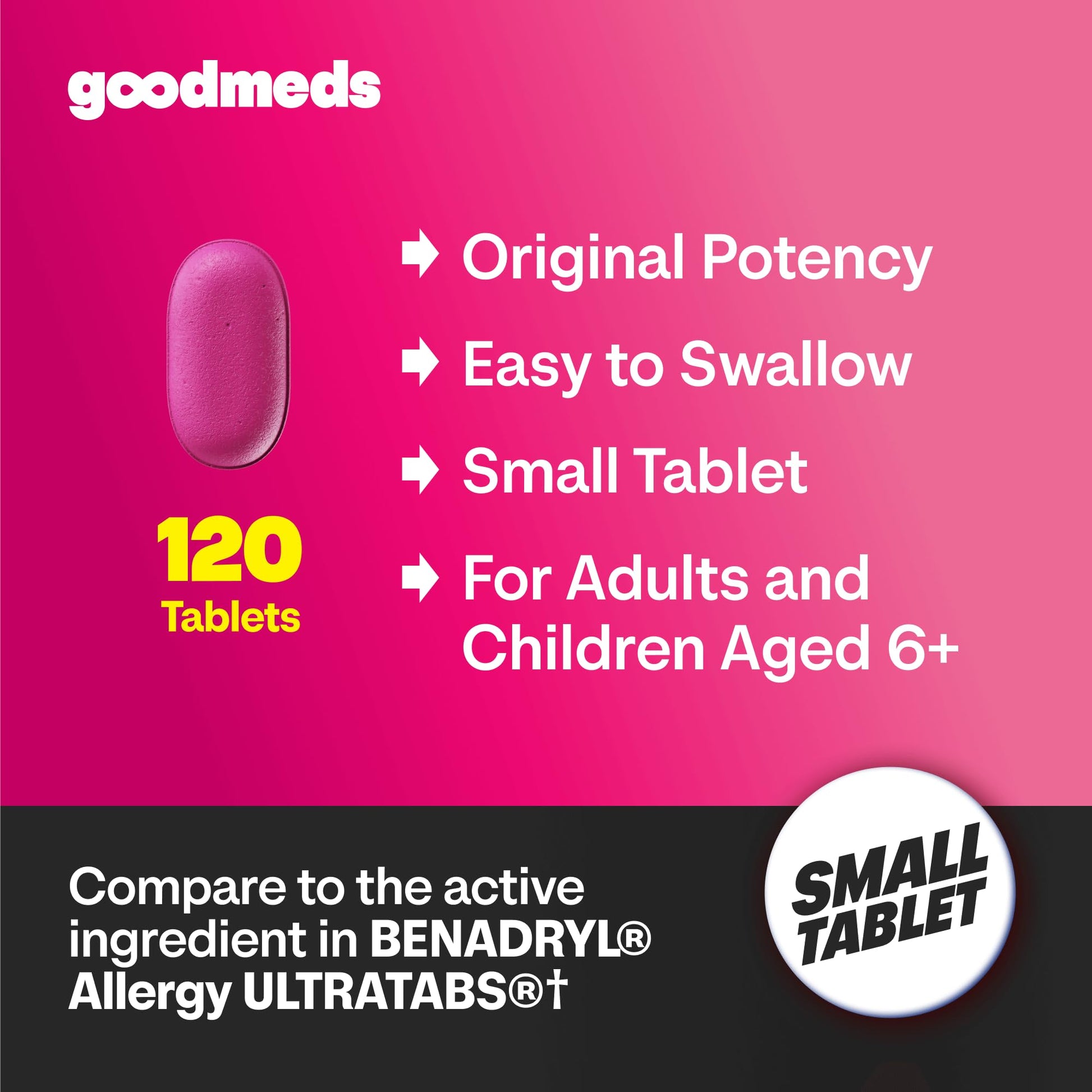 GoodMeds Allergy Medicine Antihistamine, Diphenhydramine HCl 25 mg | Children and Adults | Relieve Itchy Eyes, Runny Nose, Sneezing (25 mg, 600 Tablets) - dailyvitalstore