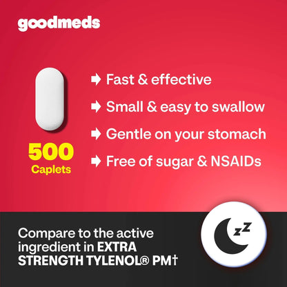 GoodMeds Compare to Tylenol PM PM Pain Reliever & Sleep Aid, Generic Acetaminophen 500mg, Fast-Acting, Extra Strength for Headaches, Migraines, Aches | Non-Habit Forming (375 Count) - dailyvitalstore