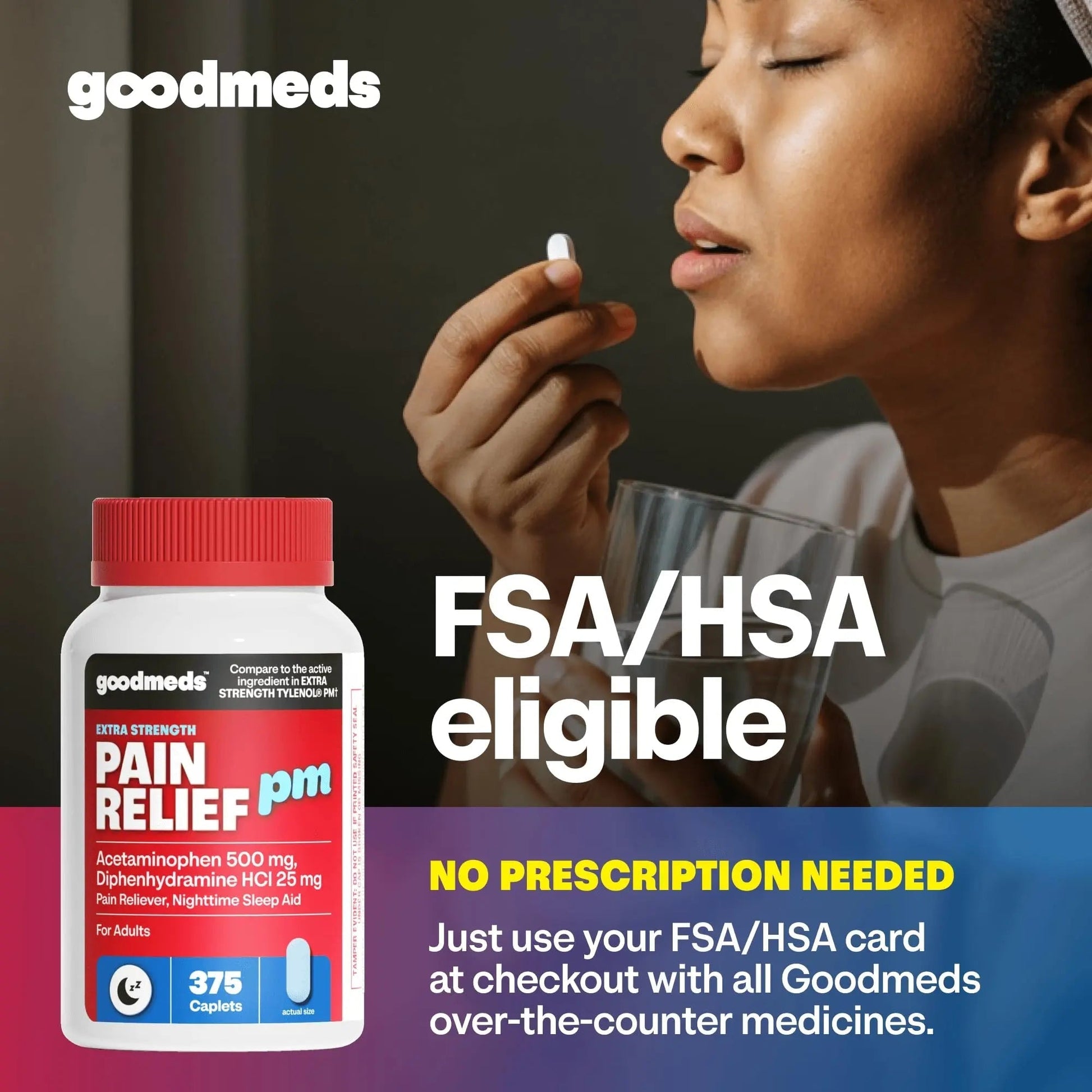 GoodMeds Compare to Tylenol PM PM Pain Reliever & Sleep Aid, Generic Acetaminophen 500mg, Fast-Acting, Extra Strength for Headaches, Migraines, Aches | Non-Habit Forming (375 Count) - dailyvitalstore