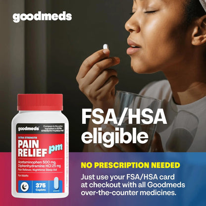 GoodMeds Compare to Tylenol PM PM Pain Reliever & Sleep Aid, Generic Acetaminophen 500mg, Fast-Acting, Extra Strength for Headaches, Migraines, Aches | Non-Habit Forming (375 Count) - dailyvitalstore