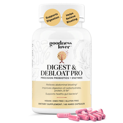 Goodness Lover Digest & Debloat Pro, Natural Digestive Enzymes Probiotics for Bloating Relief and Gas Relief, Probiotic Supplement for Women and Men, - dailyvitalstore