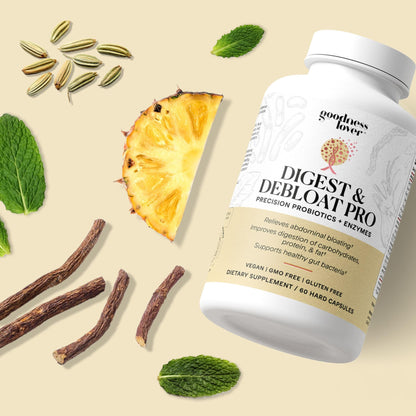 Goodness Lover Digest & Debloat Pro, Natural Digestive Enzymes Probiotics for Bloating Relief and Gas Relief, Probiotic Supplement for Women and Men, - dailyvitalstore