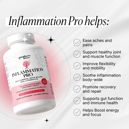 Goodness Lover Inflammation Pro, with 10 Billion CFU for Digestive Support, Curcumin, White Willow bark Extract, Zero fillers, Vegan, 30 Servings - dailyvitalstore
