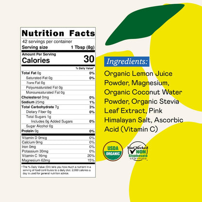 GOODONYA Organic Hydration Electrolyte Drink Mix, Certified Organic Hydration Powder, Non-GMO, Biochecked Glyphosate Free, Low Sugar, Lemonade Flavor, - dailyvitalstore