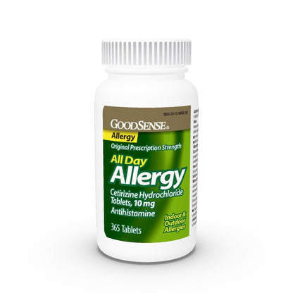 GoodSense 24 Hour Allergy Relief, Cetirizine Hydrochloride Tablets, 10 mg, Antihistamine - dailyvitalstore