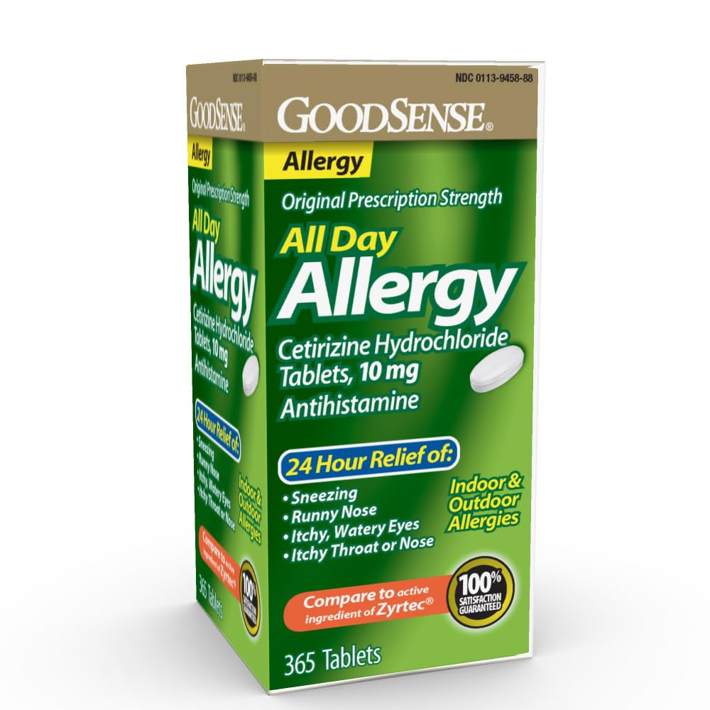 GoodSense 24 Hour Allergy Relief, Cetirizine Hydrochloride Tablets, 10 mg, Antihistamine - dailyvitalstore