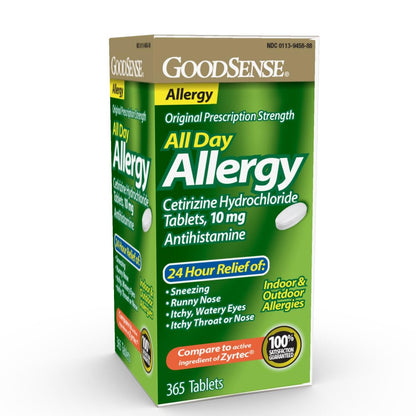 GoodSense 24 Hour Allergy Relief, Cetirizine Hydrochloride Tablets, 10 mg, Antihistamine - dailyvitalstore