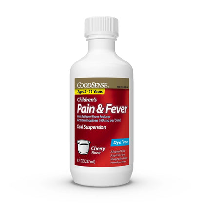 GoodSense Children's Dye-Free, Acetaminophen 160 mg per 5 mL Oral Suspension, Cherry Flavor, 8 FL OZ - dailyvitalstore